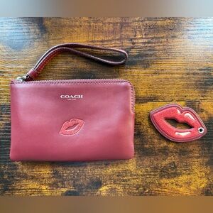 Coach Wristlet Wallet + Bag Charm, Glitter Kiss Motif (F26939)